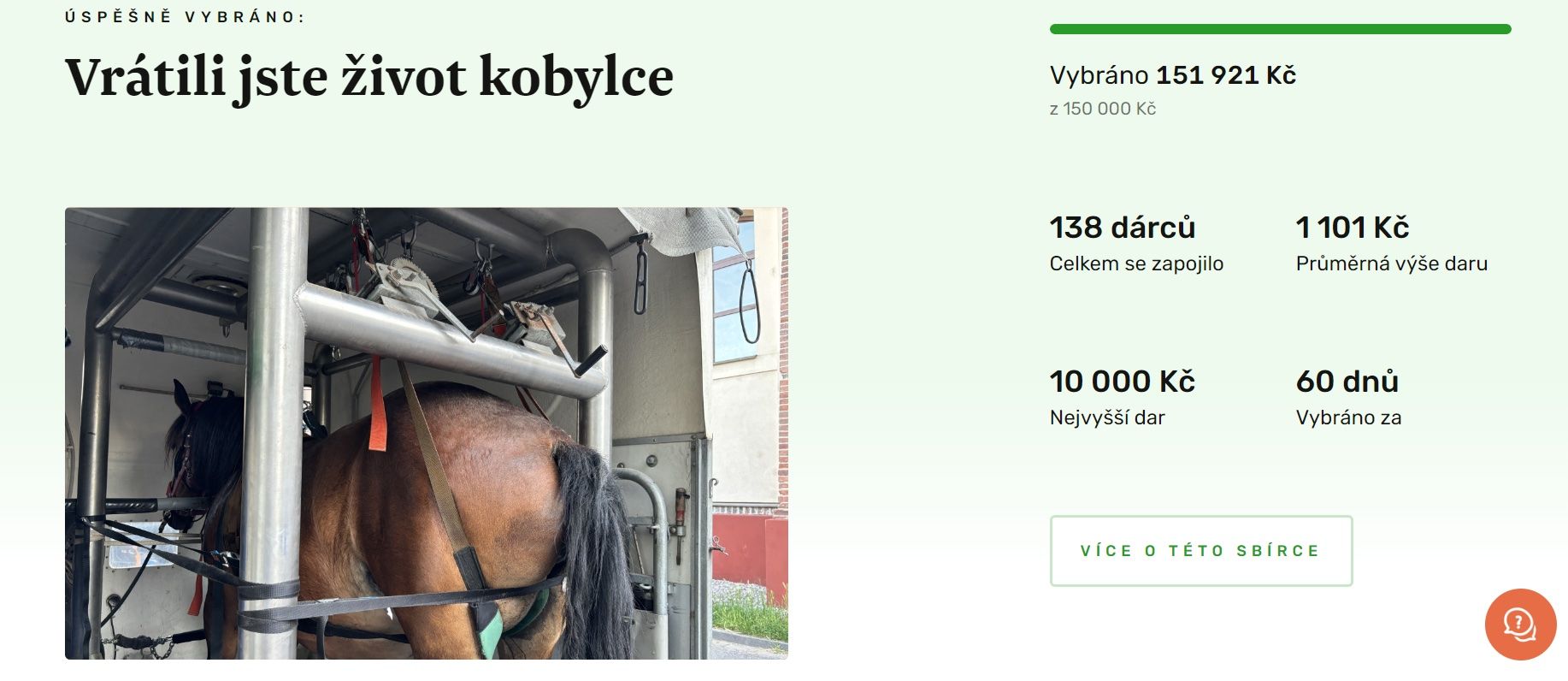 Poděkování - vrátili jste život kobylce